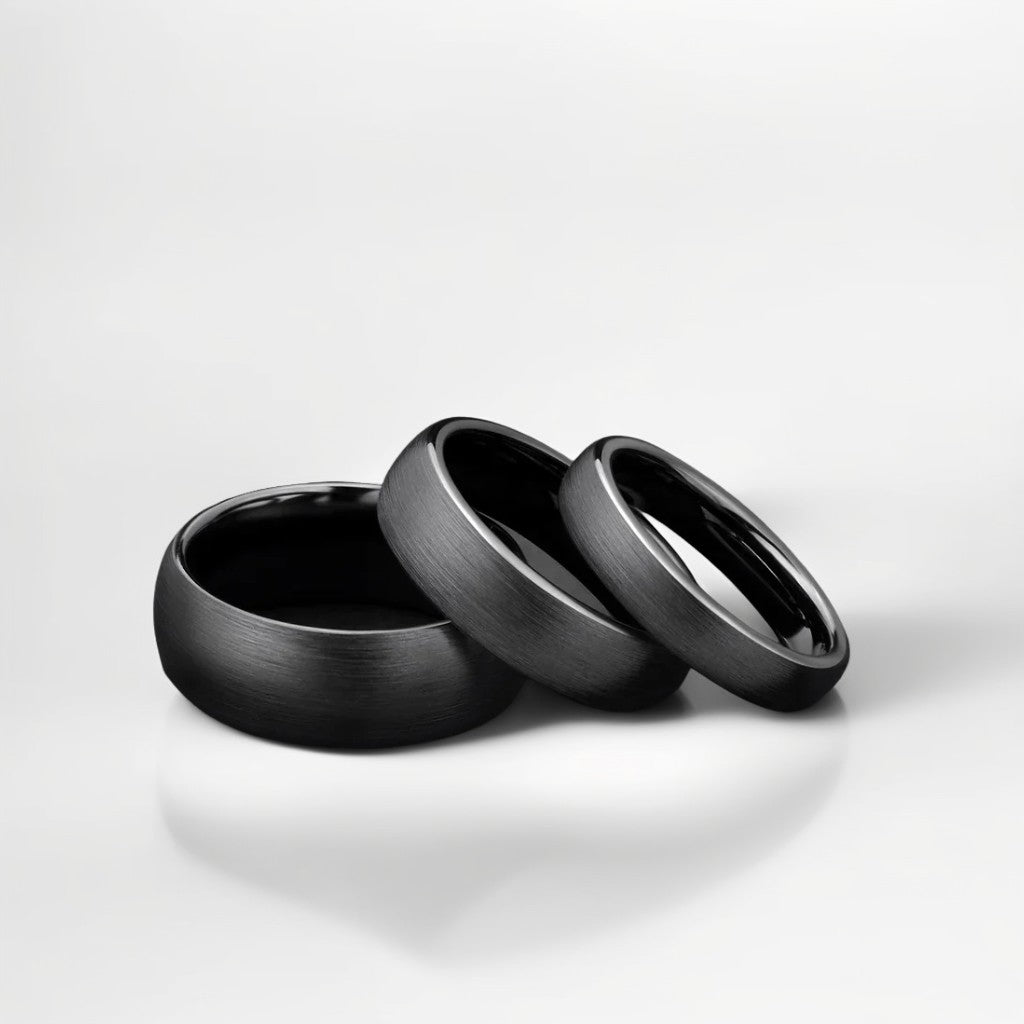 Bague Céramique Homme | Noir Brossé - Oxior