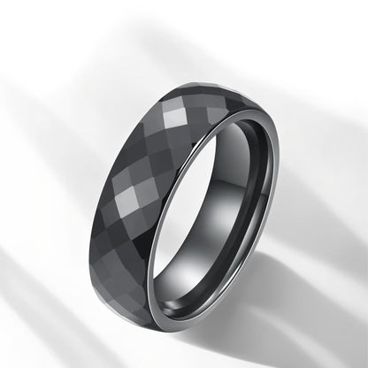 Bague Céramique Homme | Noir Facette - Oxior
