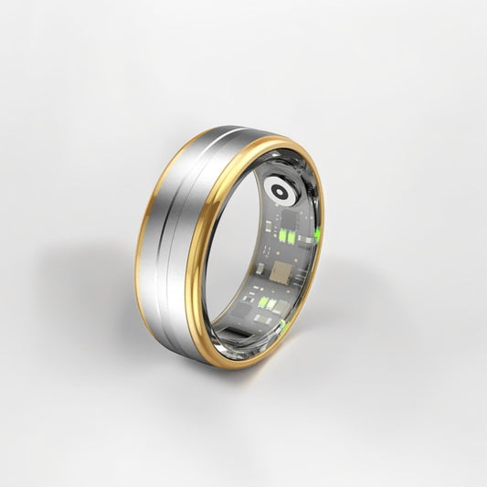 Bague Connectée Homme | Modèle R06 - Bords Dorés & Intérieur Argenté - Oxior