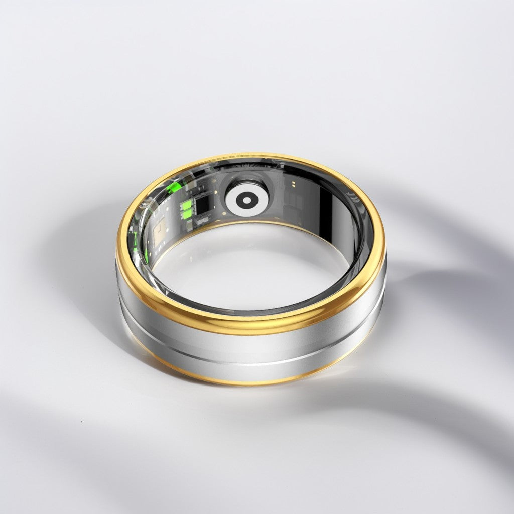 Bague Connectée Homme | Modèle R06 - Bords Dorés & Intérieur Argenté - Oxior