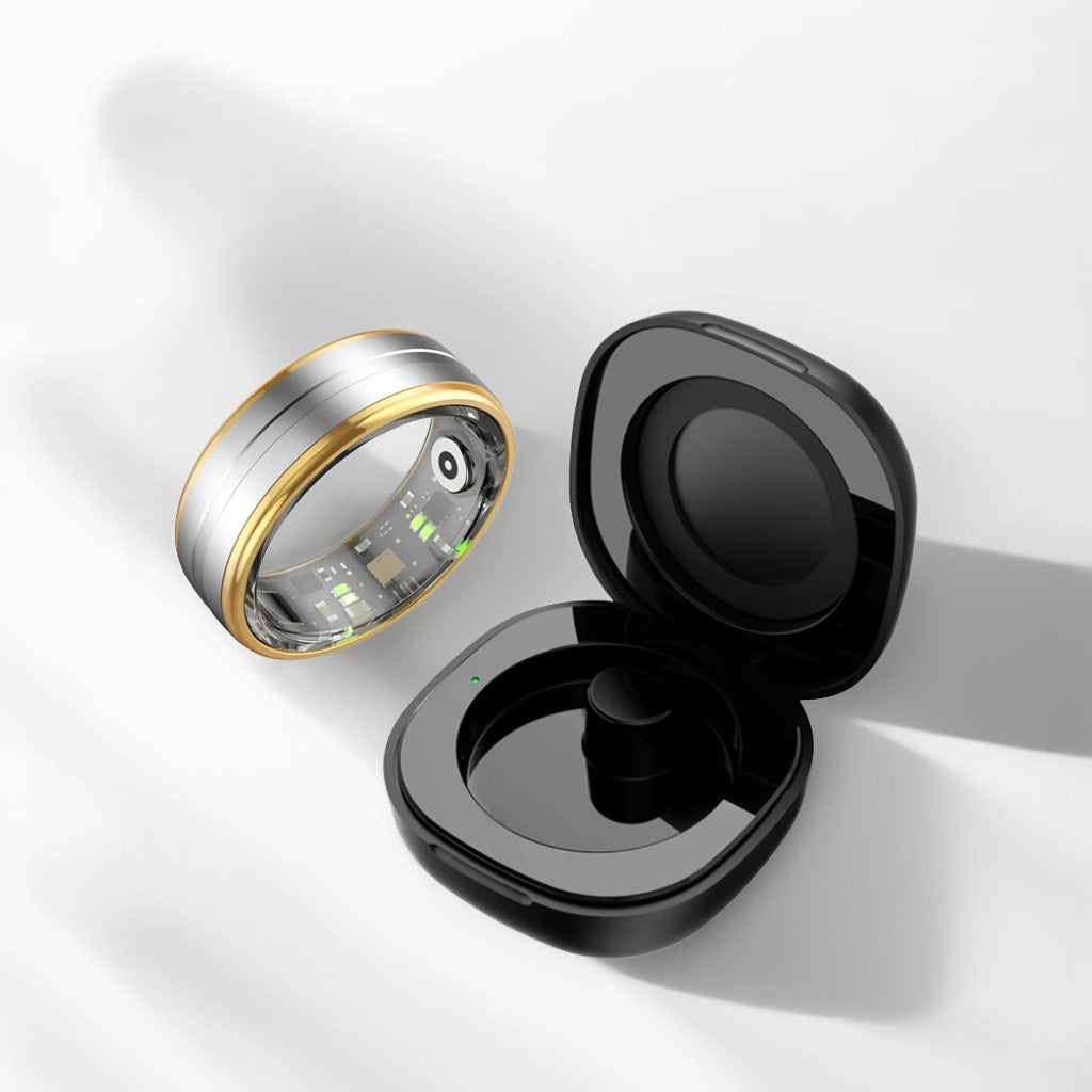 Bague Connectée Homme | Modèle R06 - Bords Dorés & Intérieur Argenté - Oxior