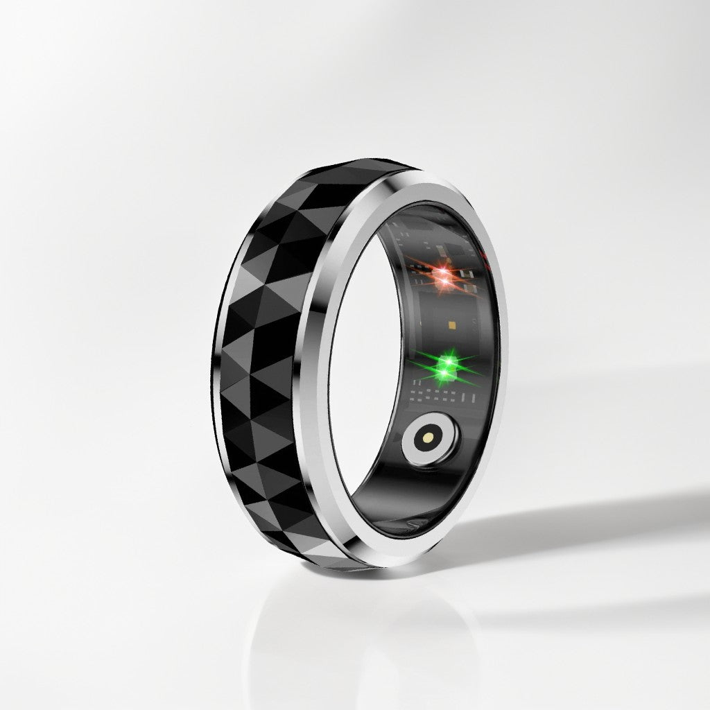 Bague Connectée Homme | Modèle R11 - Bords Argenté & Intérieur Noir - Oxior