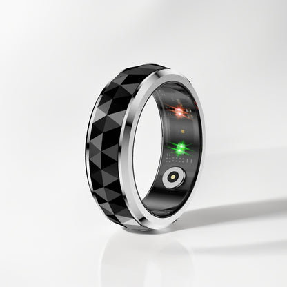 Bague Connectée Homme | Modèle R11 - Bords Argenté & Intérieur Noir - Oxior
