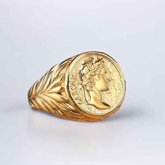 Bague Homme Dorée | Chevalière César - Acier Inoxydable - Oxior