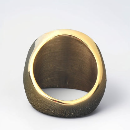 Bague Homme Dorée | Chevalière Sceau Esothérique- Acier Inoxydable - Oxior