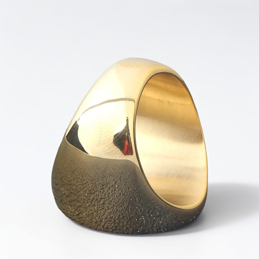 Bague Homme Dorée | Chevalière Sceau Esothérique- Acier Inoxydable - Oxior
