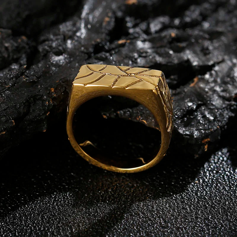 Bague Homme Dorée | Chevalière Fractures - Acier Inoxydable - Oxior