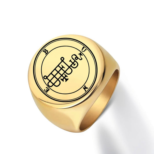 Bague Homme Dorée | Chevalière Occulte Sigil - Acier Inoxydable - Oxior