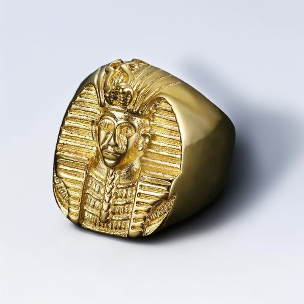 Bague Homme Dorée | Chevalière Pharaon - Acier Inoxydable - Oxior