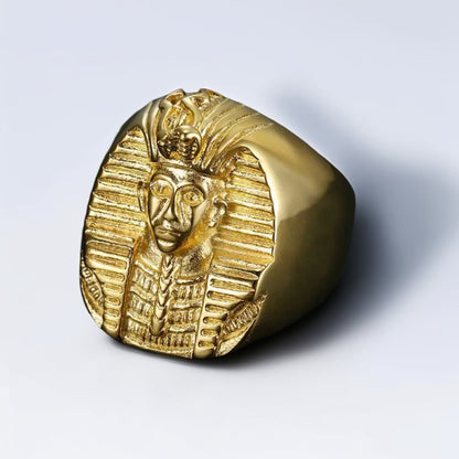 Bague Homme Dorée | Chevalière Pharaon - Acier Inoxydable - Oxior