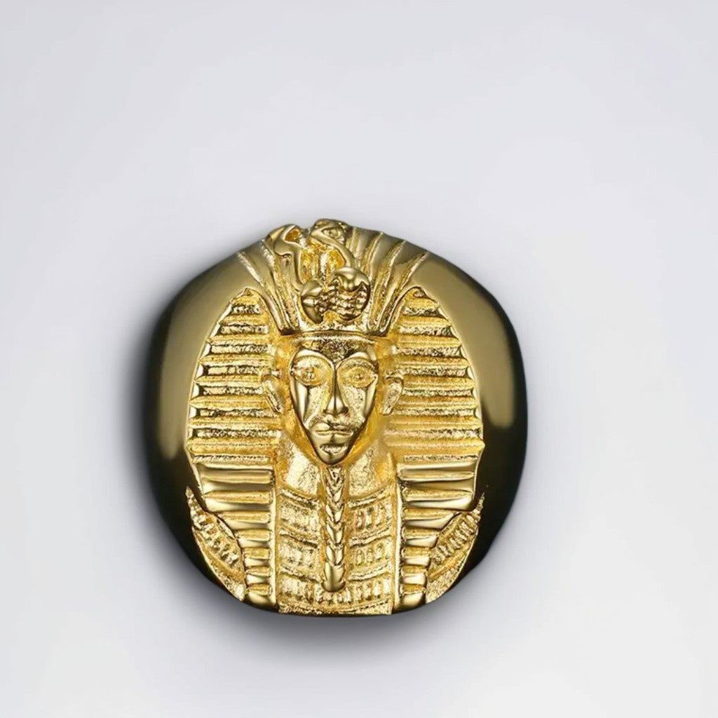 Bague Homme Dorée | Chevalière Pharaon - Acier Inoxydable - Oxior