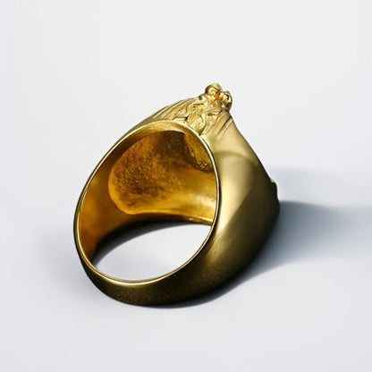 Bague Homme Dorée | Chevalière Pharaon - Acier Inoxydable - Oxior