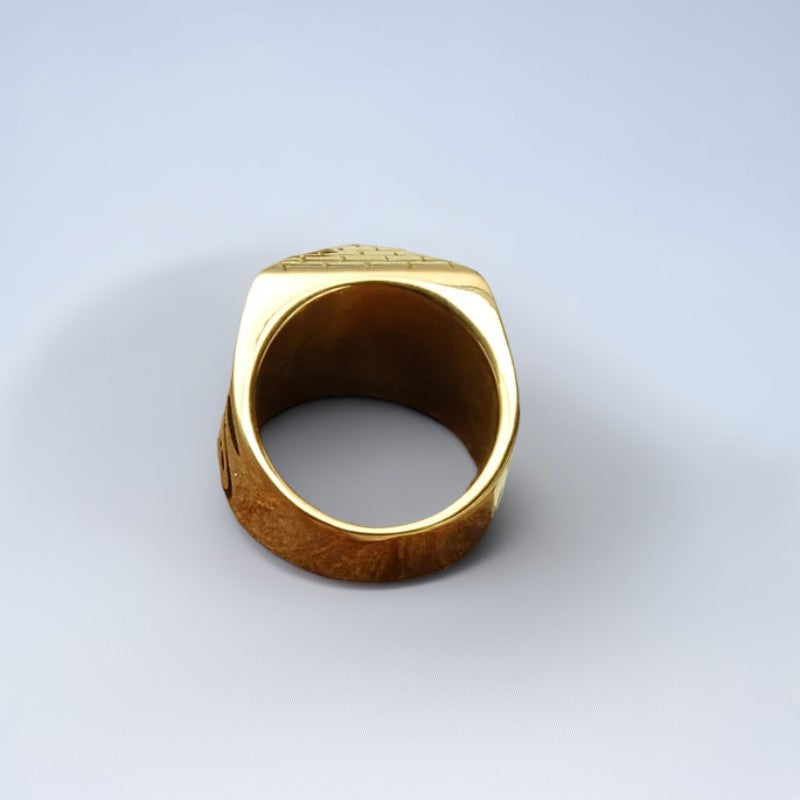 Bague Homme Dorée | Chevalière Pyramide - Acier Inoxydable - Oxior