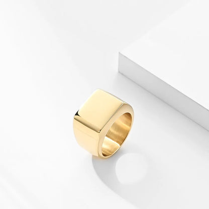 Bague Homme Dorée | Chevalière Simple - Acier Inoxydable - Oxior