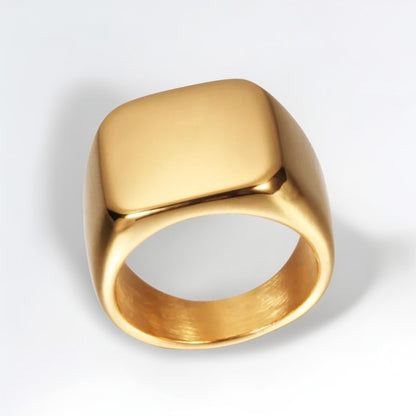 Bague Homme Dorée | Chevalière Simple Arrondie Large - Acier Inoxydable - Oxior