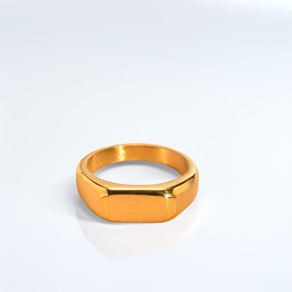 Bague Homme Dorée| Modèle Chevalière Fine - Acier Inoxydable - Oxior