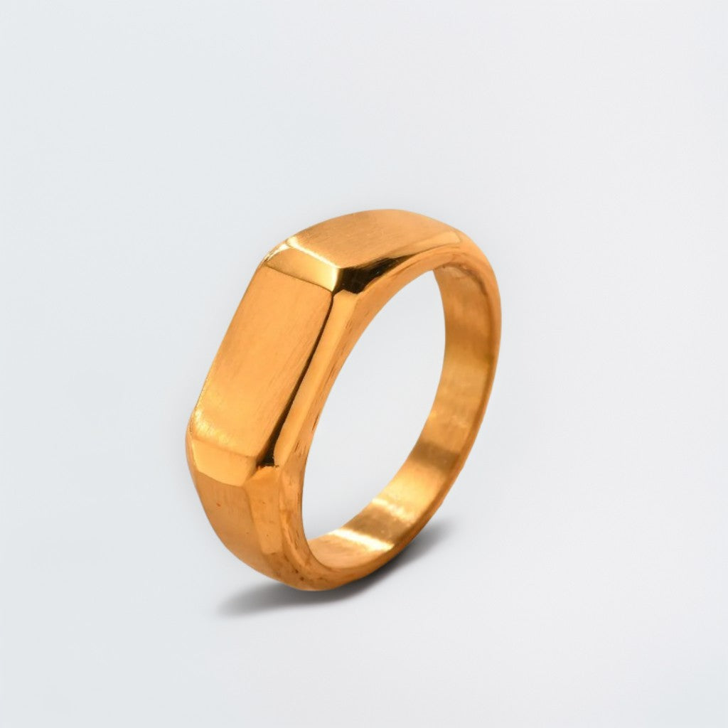 Bague Homme Dorée| Modèle Chevalière Fine - Acier Inoxydable - Oxior