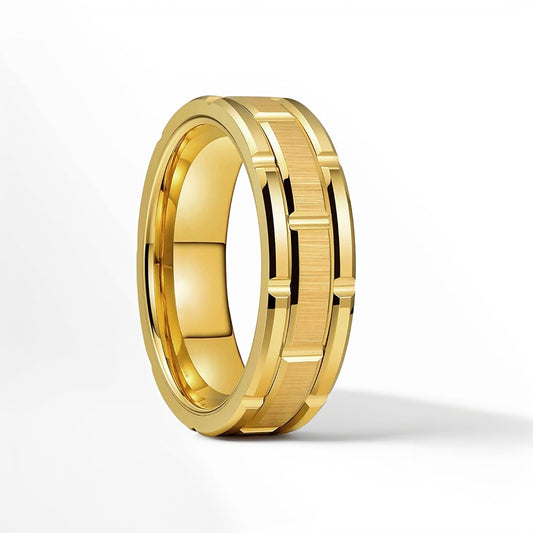 Bague Homme Dorée | Modèle Ligne Épurée – Acier Inoxydable - Oxior