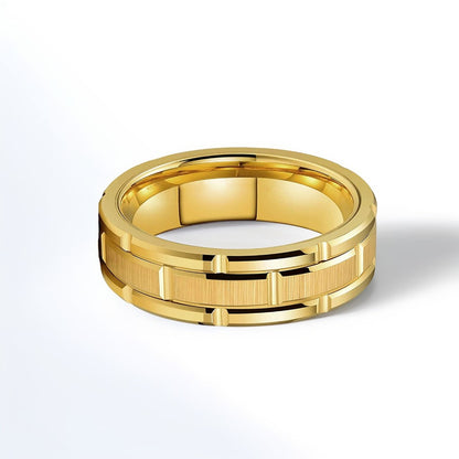 Bague Homme Dorée | Modèle Ligne Épurée – Acier Inoxydable - Oxior