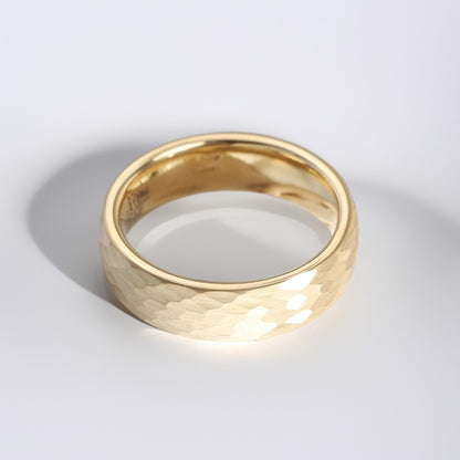 Bague Homme Dorée| Modèle Martelé - Acier Inoxydable - Oxior
