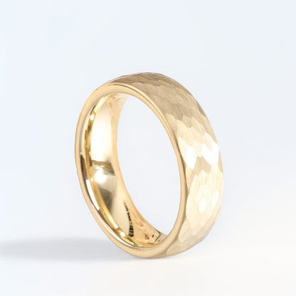 Bague Homme Dorée| Modèle Martelé - Acier Inoxydable - Oxior