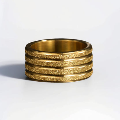 Bague Homme Dorée | Modèle Quatro - Acier Inoxydable - Oxior