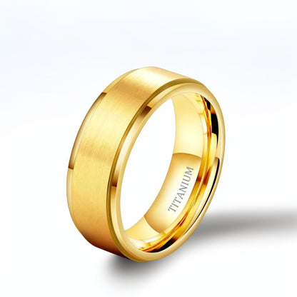 Bague Homme Dorée | Simple Brossé - Titane - Oxior