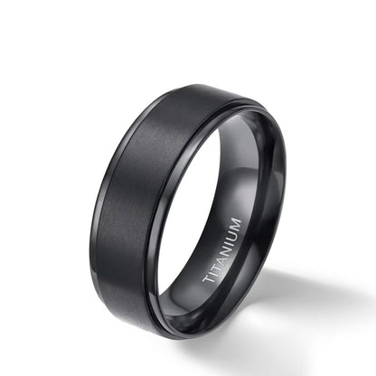 Bague Homme | Simple Brossé - Noir - Titane - Oxior