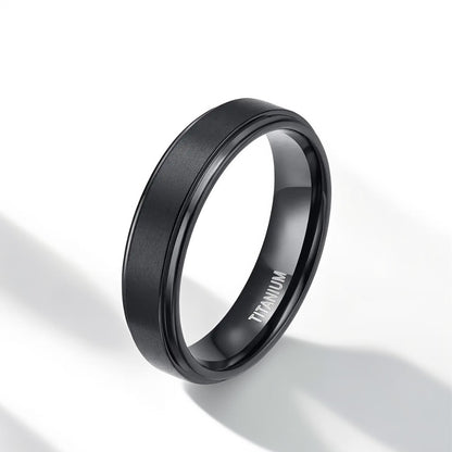 Bague Homme | Simple Brossé - Noir - Titane - Oxior