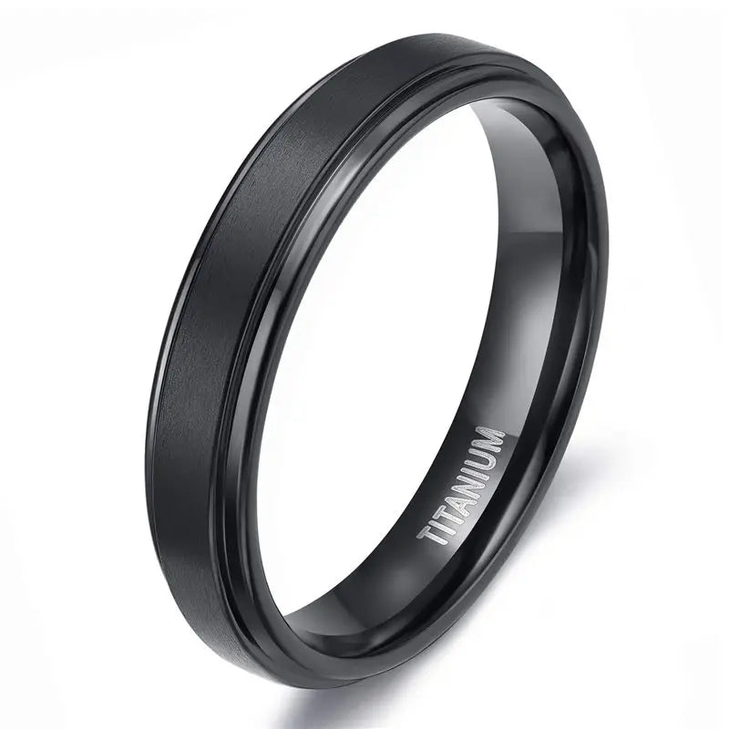 Bague Homme | Simple Brossé - Noir - Titane - Oxior