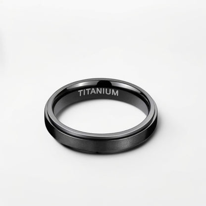 Bague Homme | Simple Brossé - Noir - Titane - Oxior