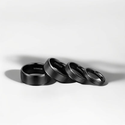 Bague Homme | Simple Brossé - Noir - Titane - Oxior
